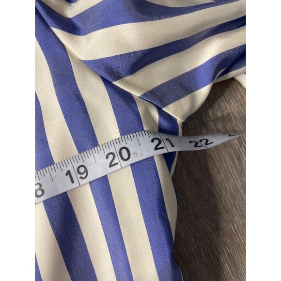 Vintage 90s Handmade Blue White Vertical Stripe Skirt and Jacket Set Sz M - Picture 9 of 16